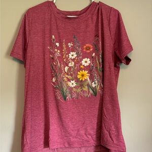 Maroon flower tee xl